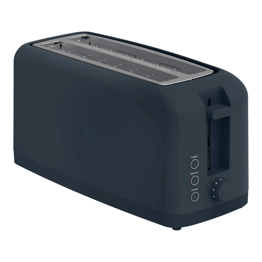 6674434_sa.jpg Bella - Fits-anywhere Kitchenware 4-Slice Slim Toaster with Long Wide Slots - Slate
