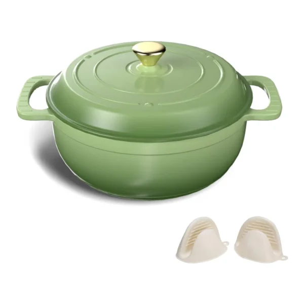 66e45b20-8846-4b34-8f4f-4847af755273.jpg Winado - 6QT Dutch Oven Enameled Cast Iron Bread Oven with Moisture-Lock Lid for Sourdough Baking & Cooking, Oven & Stovetop Safe - Green