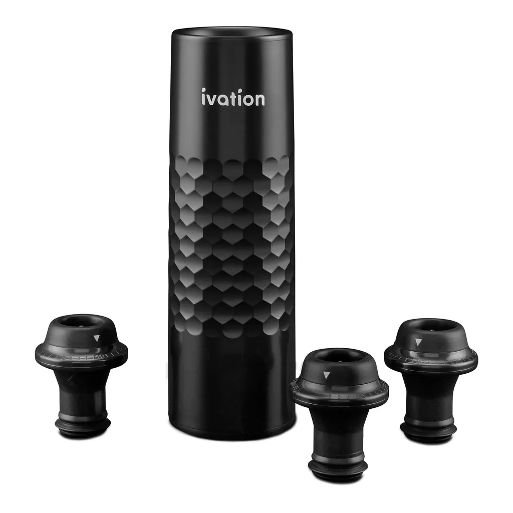 67b4135a-7607-4d97-bf00-a1a4c28799d5.jpg Ivation - 6-Piece Rechargeable Wine Saver Pump with Reusable Wine Stoppers - Black