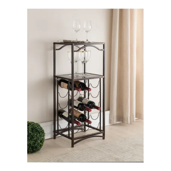 67bff11f-4b94-4604-98ce-7cdbfd1a18c2.jpg Kings Brand Furniture - Metal 15 Bottle Wine Rack Storage Organizer, Brushed Copper - Rust/Copper