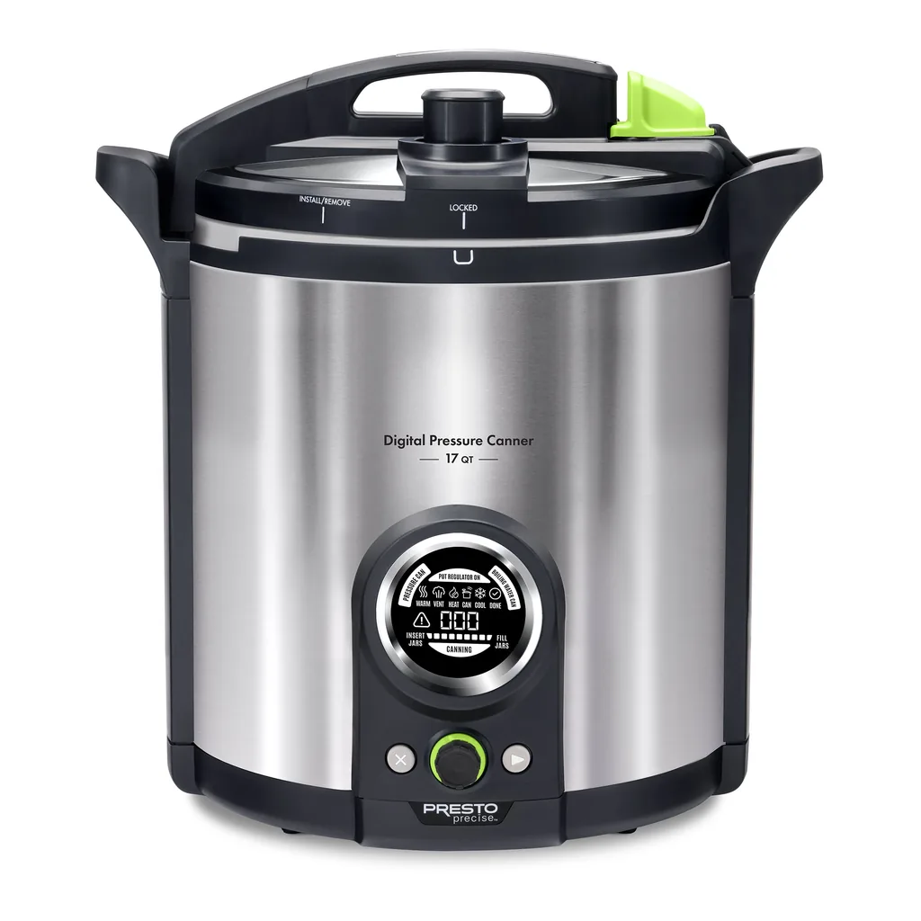 6a5ff609-abca-49ea-8a02-574948e81e07.jpg Presto Precise 02152 17 Qt Electric Pressure Canner, Stainless Steel – Silver