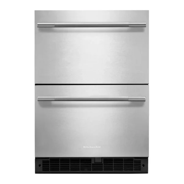 6b1193fd-9c22-454a-8109-06b9ba1ec0d3.jpg KitchenAid - 4.4 Cu. Ft. Undercounter Double-Drawer Refrigerator - Black Cabinet/Stainless Steel Doors