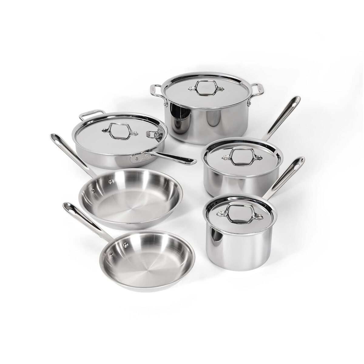 6cb108c2-fe20-453c-9911-16d78f9b4a6a.jpg All Clad - All-Clad 10pc Stainless Steel Cookware, 3-Ply Bonded - Silver