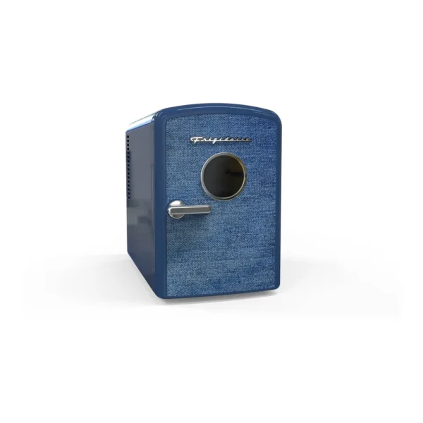6d4f4c78-3e6d-4086-b2a0-e4e5c88cee17.jpg Frigidaire - Retro Mini Personal Fridge Cooler, Holds 9 Cans, Portable- Car, Office, Bedroom, Dorm, Cabin, Indigo Denim - Blue
