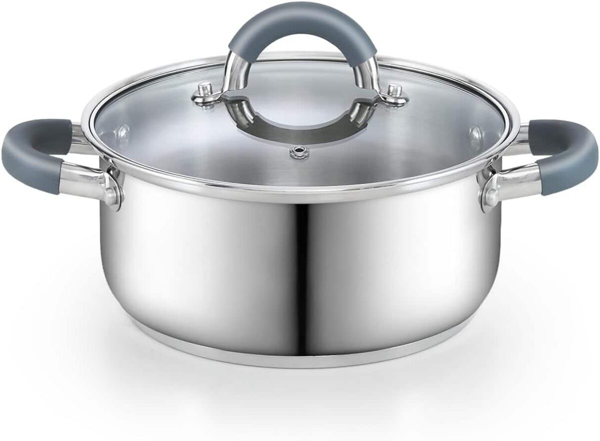 6d8f68c9-ef76-4140-8444-26ef7c5c7b81.jpg Cook N Home - Basics 3QT S/S Stock Pot Pasta, Soup, with Lid,Silicone Handle,Even Heating,Oven Safe, for Canning, Boiling, Simmer - Stainless Steel