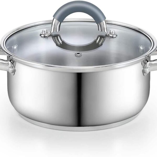 6d8f68c9-ef76-4140-8444-26ef7c5c7b81.jpg Cook N Home - Basics 3QT S/S Stock Pot Pasta, Soup, with Lid,Silicone Handle,Even Heating,Oven Safe, for Canning, Boiling, Simmer - Stainless Steel