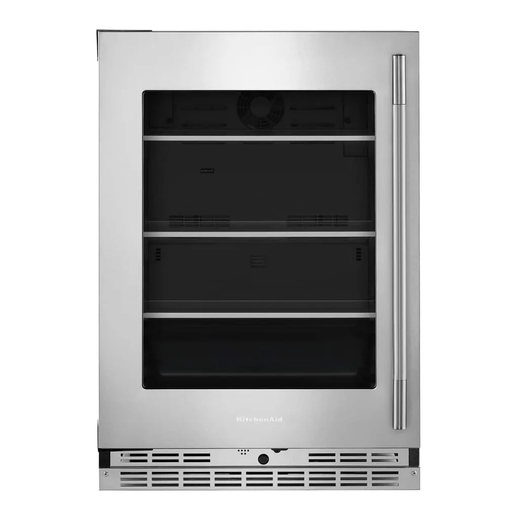 6dcc010b-1c74-4c0f-9a76-be0346510a53.jpg KitchenAid - 5.2 Cu. Ft. Undercounter Refrigerator Glass Door and Shelves with Metallic Accents - PrintShield Stainless Finish