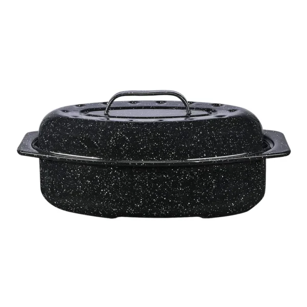 6e64cf57-4717-472f-a039-17747ddf0b4a.jpg Granite Ware - 13-Inch Covered Oval Roaster - Speckled Black