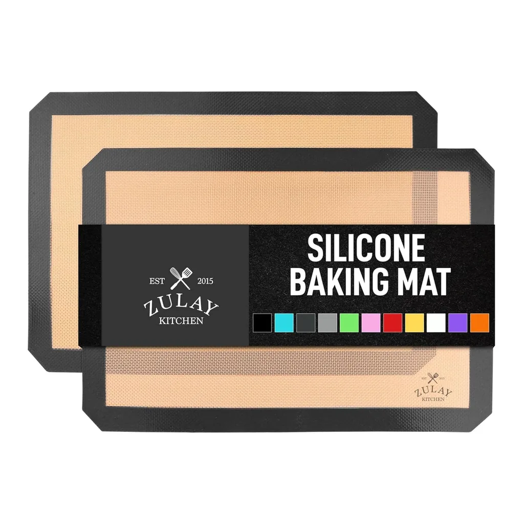 6e85ab5b-eb64-4b8e-93d5-4fbcf2681042.jpg Zulay Kitchen - (2 Pack) Silicone Baking Mat Sheet Set - Reusable Baking Mat Nonstick - Half Sheet Baking Mat for Oven