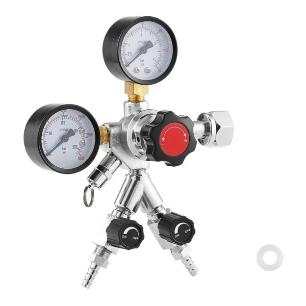 6ec82eb0-1808-4050-aa72-13fdcd6b2932.jpg VEVOR - CO2 Regulator, Dual-Gauge Dual-Valve Beer Keg Regulator, 0–60 PSI Adjustable Pressure, Heavy-Duty CO2 Tank Gas Regulator - Silver