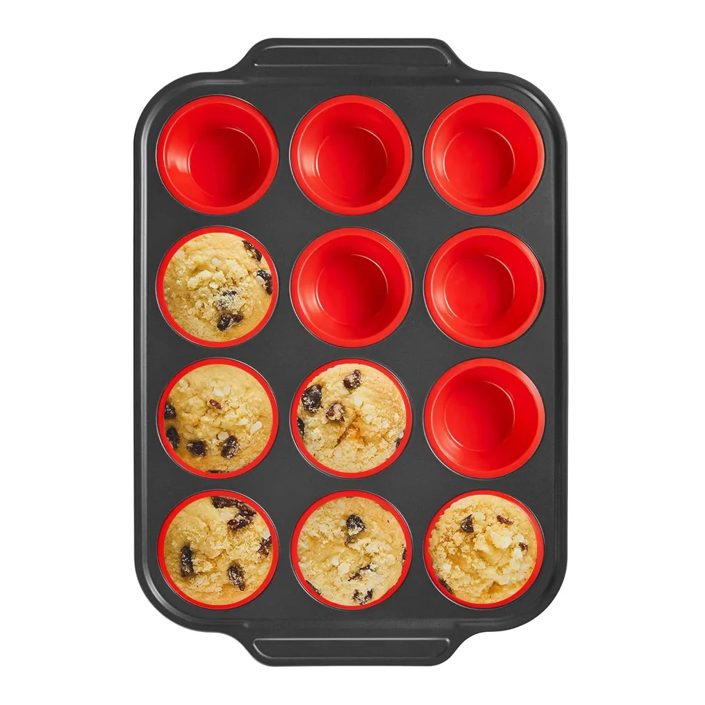 6f4c9fb6-39d3-4434-8244-c6fd212f9c0e.jpg HONGBAKE - Silicone Muffin Pans for Baking with Metal Frame, Egg Bite Molds, Cupcake Pans 12 Regular Size, Muffin Tins Easy to Pop