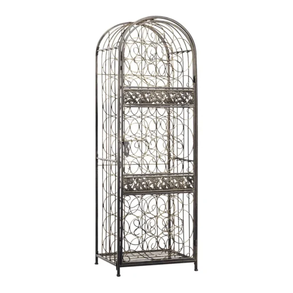70e2a33c-a52b-413b-9b38-e5cabd0baa1a.jpg Homcom - Bottle Wrought Iron Wine Rack Jail with Lock - Antique