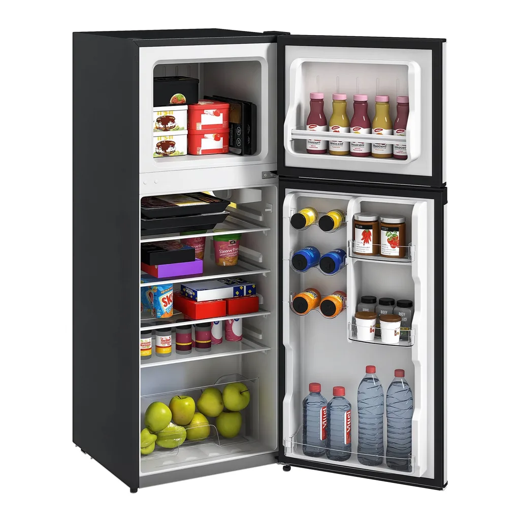 711fd4e3-c9a4-4552-8d8c-b2ee89b23539.jpg Homcom - 4 Cu.Ft Mini Freezer, Double Door Compact Refrigerator with Adjustable Thermostat for Bedroom, Home Office - Black