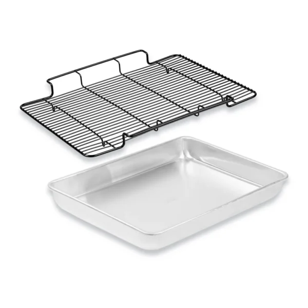 715def1c-10c2-4089-a1d1-5131c62dcf7f.jpg Baker's Secret - Non-Toxic Large Roasting Pan 18" with Rack, Roaster 100% Recycled Aluminum - Silver