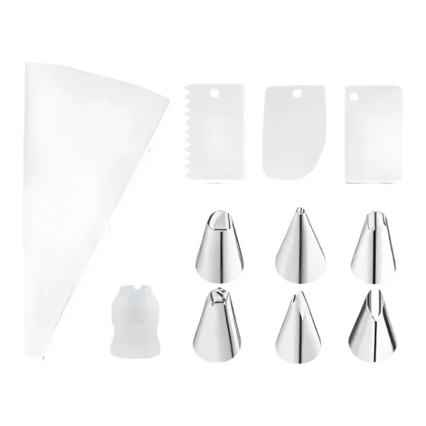 71d54d41-9eee-4f71-8069-a701c6aa581d.jpg Kitcheniva - Reusable Silicone Piping Bag with Accessories, 11 Pcs Set, White