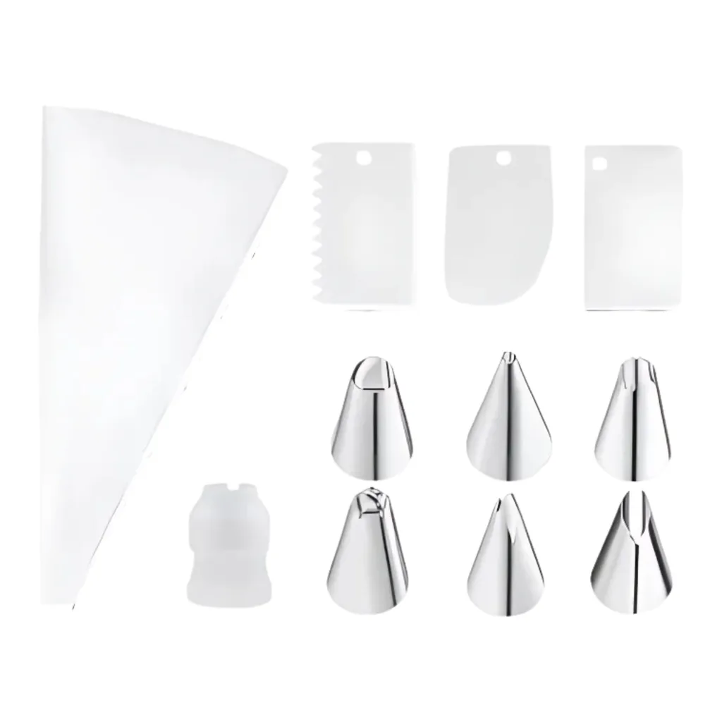 71d54d41-9eee-4f71-8069-a701c6aa581d.jpg Kitcheniva - Reusable Silicone Piping Bag with Accessories, 11 Pcs Set, White