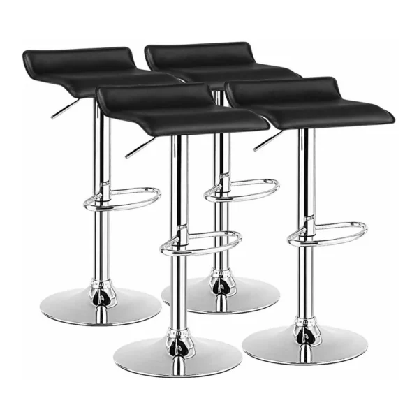 71df8a6d-d54f-4091-8341-ad1975a53a00.jpg Costway - Set of 4 Swivel Bar Stool PU Leather Adjustable Kitchen Counter Bar Chairs - Black