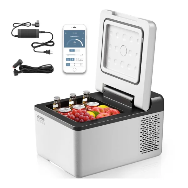 724bdb8f-fe47-450e-b0c4-f1b017050ec2.jpg VEVOR - 12 Volt Refrigerator 10 Qt, Portable Mini Freezer (-4℉~68℉) with APP Control Car Compressor Fridge Cooler - Gray