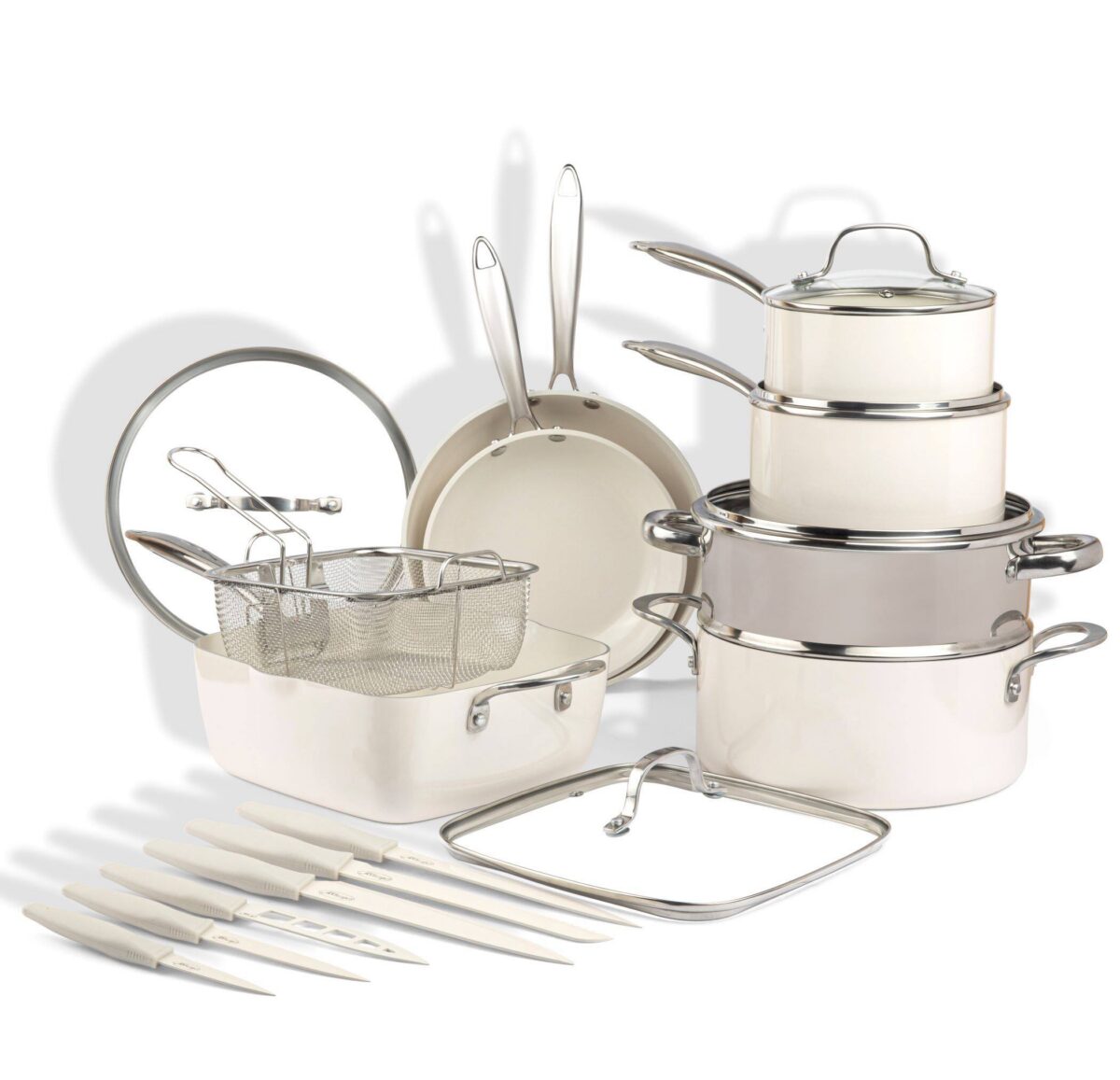 72d29402-3c7f-4de1-a71f-6944bdc8f847.jpg Gotham Steel - 20 Piece Cookware Set and Nutriblade Knife Set - Cream