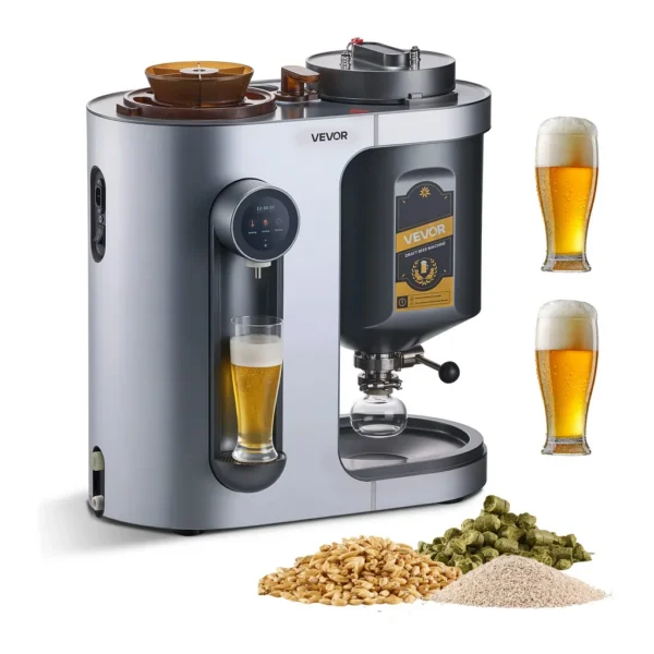 73acfe7e-cfdb-4e0d-9b3c-94709c969c6d.jpg VEVOR - Automatic Home Beer Brewer, 1500W Electric Beer Brewing Machine, 3.43 Gal All-in-One Home Brewer with Mash Boil Device - Silver Gray