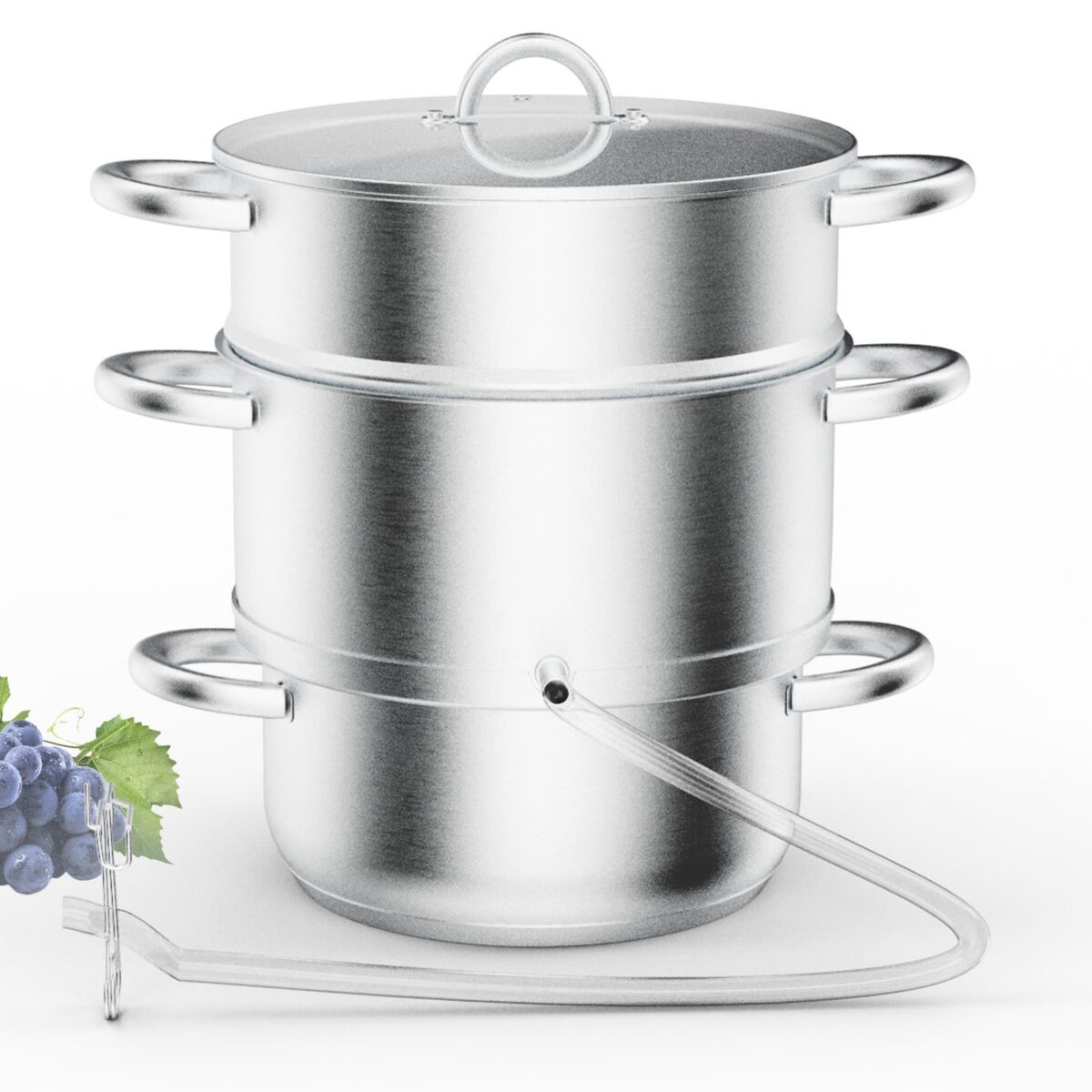73d4a0b2-1b5b-4f5a-9560-f815e8995bbd.jpg Winado - 4.5 Quart Juice Steamer Stainless Steel with Tempered Glass Lid Clamp, Loop Handles for Restaurant Soup, Juice, Steaming - Silver