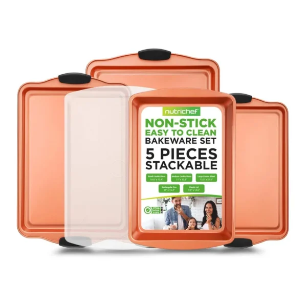 74ed453e-f1e8-4238-837f-0c7abe773b9a.jpg NutriChef - 5-Piece Baking Pans Set - Stackable