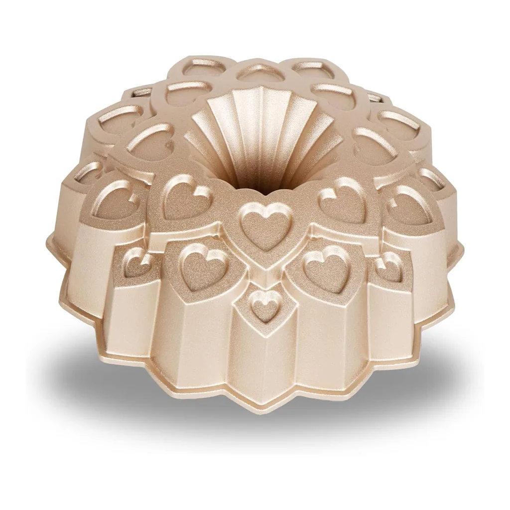 751c5770-df4f-40bd-adfe-664a23283f25.jpg Baker's Secret - Fluted Cake Pan, Cast Aluminum 2 Layers Nonstick Coating (Amour) - Champagne Gold