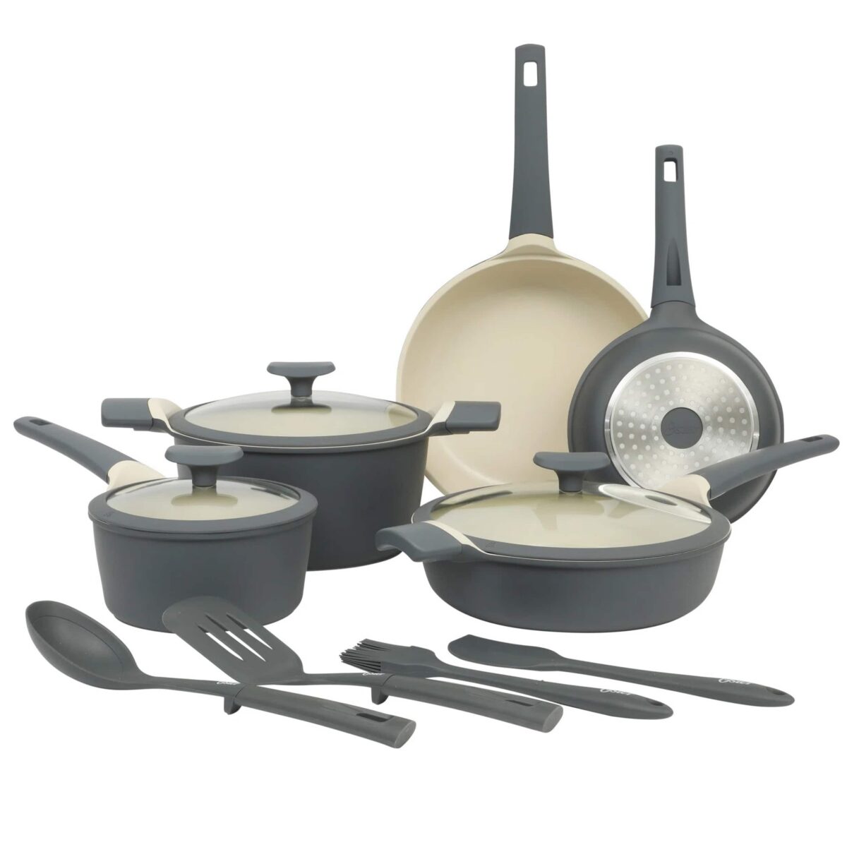 751e6676-6750-427a-b0c8-66ce447554bc.jpg Oster - Rooney 12 Piece Cast Aluminum Ceramic Nonstick Cookware Set in Grey - Gray
