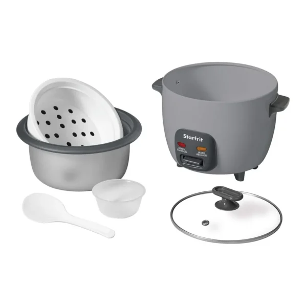 75265d83-d8fd-4f9a-9d69-68921d34133c.jpg Starfrit 024739-001-0000 10-Cup 400-Watt Electric Rice Cooker with Non-Stick PFAS-Free Ceramic Pot – Gray