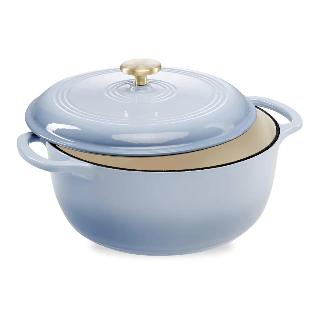 758ccdf6-1fc6-4a81-96fa-b53f58a2c12f.jpg Best Choice Products - 7.5 Quart Enamel Cast-Iron Dutch Oven, Heavy-Duty Cookware w/ Dual Handles, Lid - Cornflower Blue