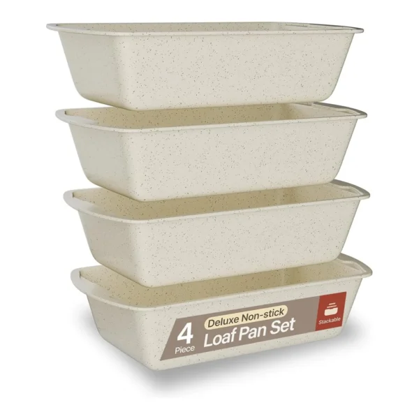75a827e7-62d7-41fc-a6ad-403db8770843.jpg Bakken- Swiss - Loaf Pans Set of 4 – 11" Carbon Steel, Nonstick, PTFE-Free, Oven Safe to 450°F, Stackable, Dishwasher Friendly - White Marble
