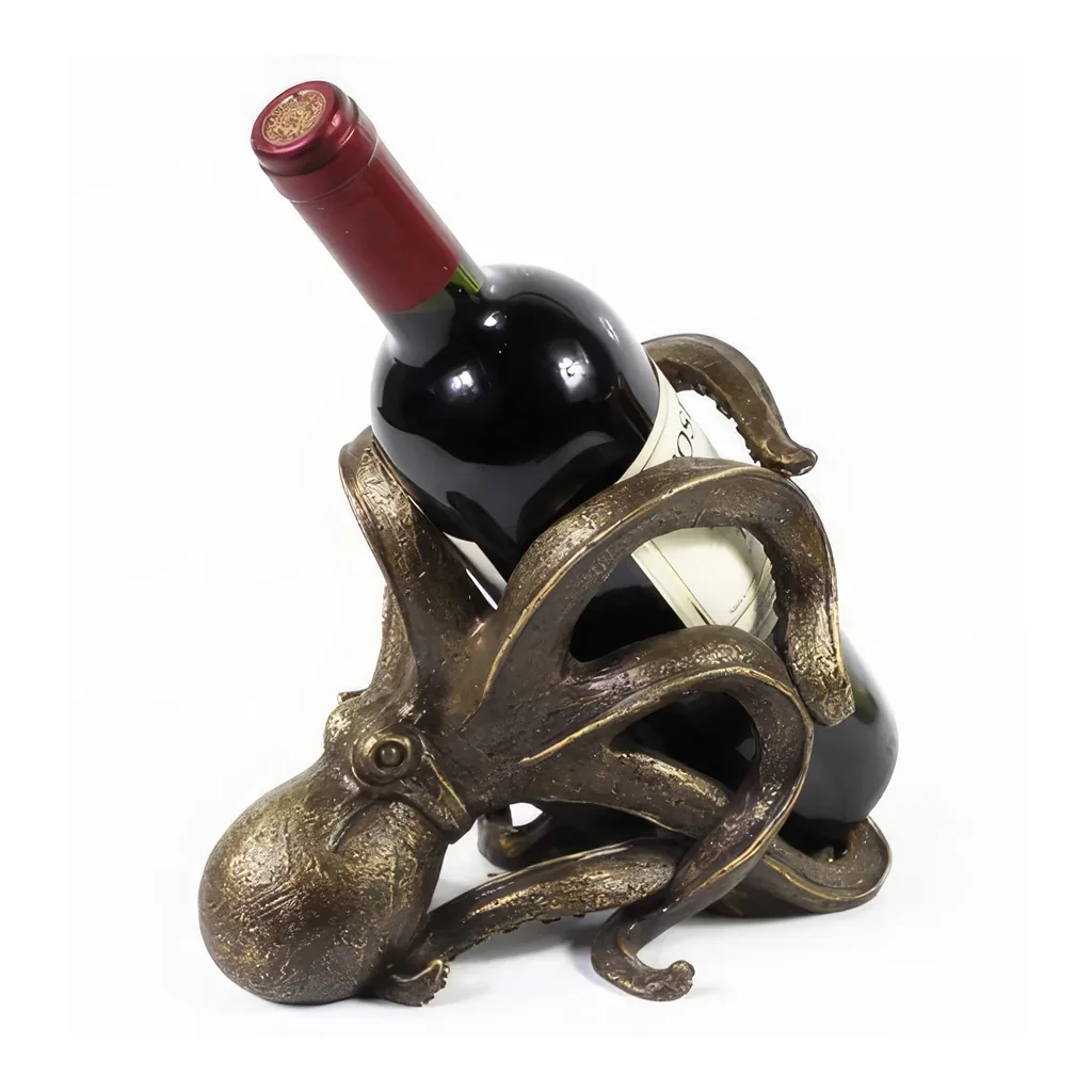 75df80cc-f44d-498d-9102-ac2a47ed4e74.jpg FC Design - 8.25"W Gold Color Octopus Wine Holder Dining Room Figurine - Multicolor