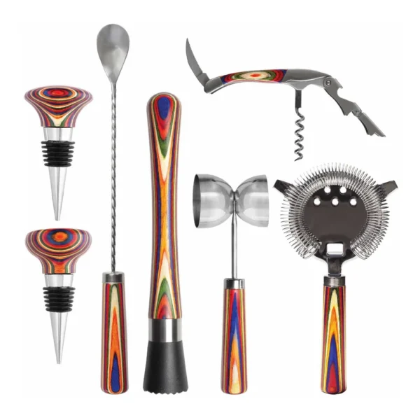 76783fd9-1a10-4d06-b118-405d159ccd96.jpg Baltique - Marrakesh Collection 7-Piece Bartending Kit - Red, Blue, Green, Orange