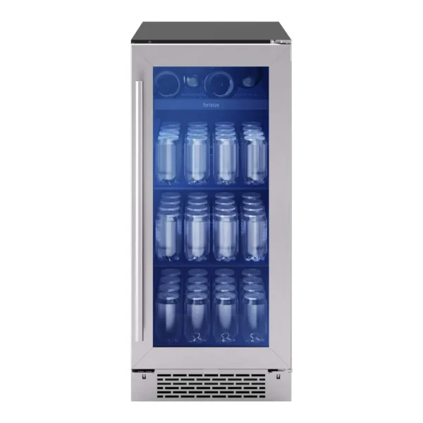 76b211fe-f126-4ac3-9dcd-eb730cdf290f.jpg Zephyr - Brisas 15 in. 4-Bottle and 64-Can Single Zone Beverage Cooler - Stainless Steel/Glass