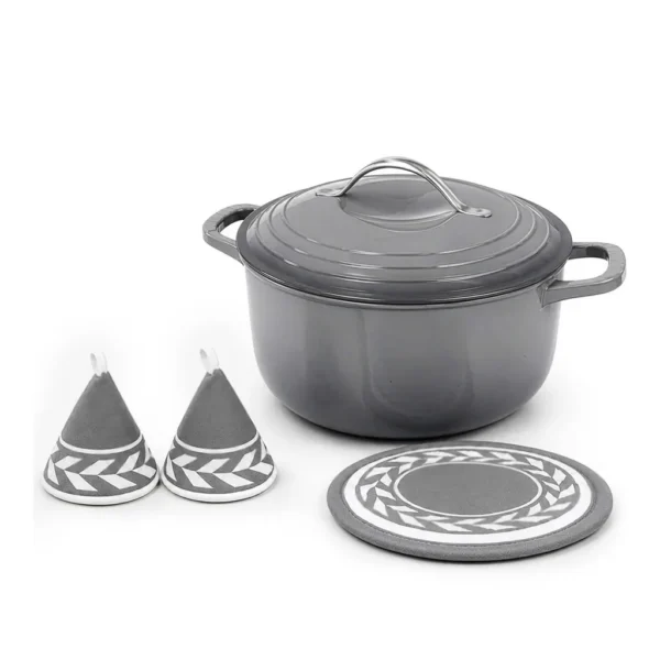 76c06b37-f842-4be5-bf6d-c55cecbee058.jpg Winado - 7.5QT Enameled Cast Iron Dutch Oven with Lid & Heat-Resistant Gloves & Pot Mat Compatible with All Cooktops for Braising - Gray
