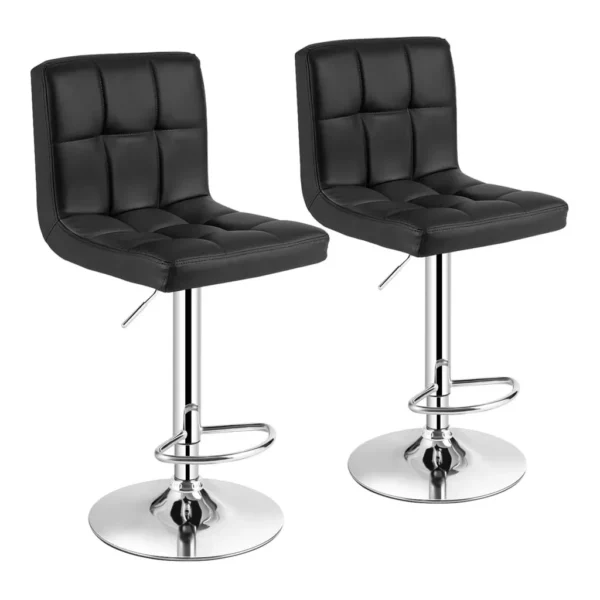 76faca8e-debf-4952-839f-59e832e4ff75.jpg Costway - Set of 2 Adjustable Bar Stools PU Leather Swivel Kitchen Counter Pub Chair - Black