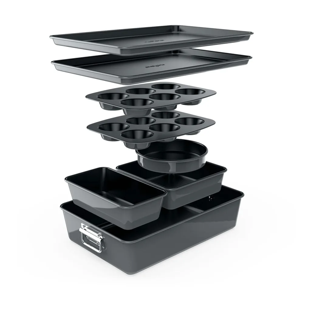 778a75a3-4ac8-4cc6-b474-f47a78fb1ae8.jpg NutriChef - 8-Piece Nonstick Stackable Bakeware Set