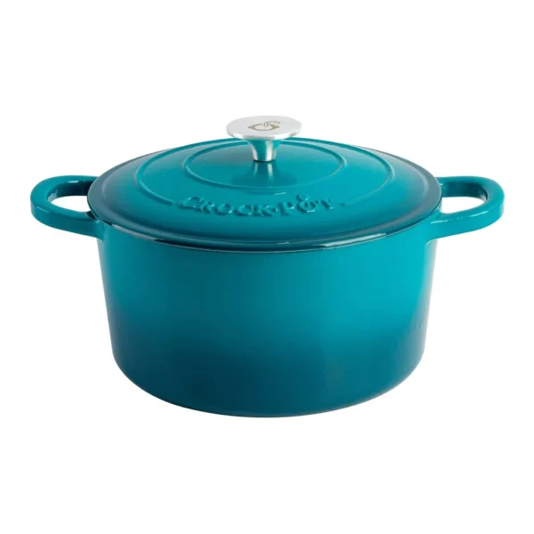 7854c29d-b118-46ba-8bfa-926d8437ba17.jpg Crockpot - Artisan 7 Quart Round Enameled Cast Iron Dutch Oven with Lid - Teal