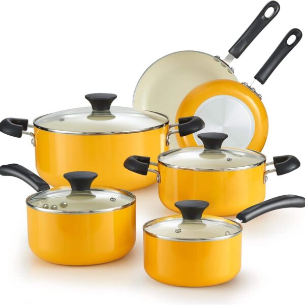 78aafecd-1ba6-48cd-9163-0f2df883f9a0.jpg Cook N Home - 10-Pc Ceramic Kitchen Cookware Sets, Nonstick Cooking Set with Saucepans, Frying Pans, Dutch Oven Pot with Lids - Yellow