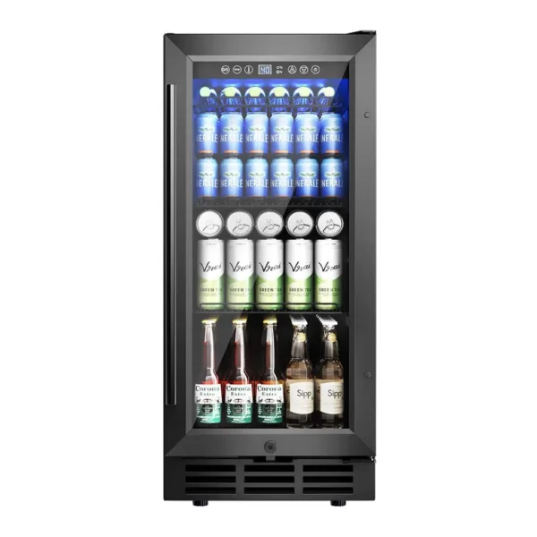 78c16c59-75ad-409d-a4f6-479d6d6309b1.jpg Euhomy - 130 Cans Beverage Refrigerator, 3.2 Cu. Ft Cooler with Adjustable Shelves & Digital Control for Home Bar, Office, Party - Black
