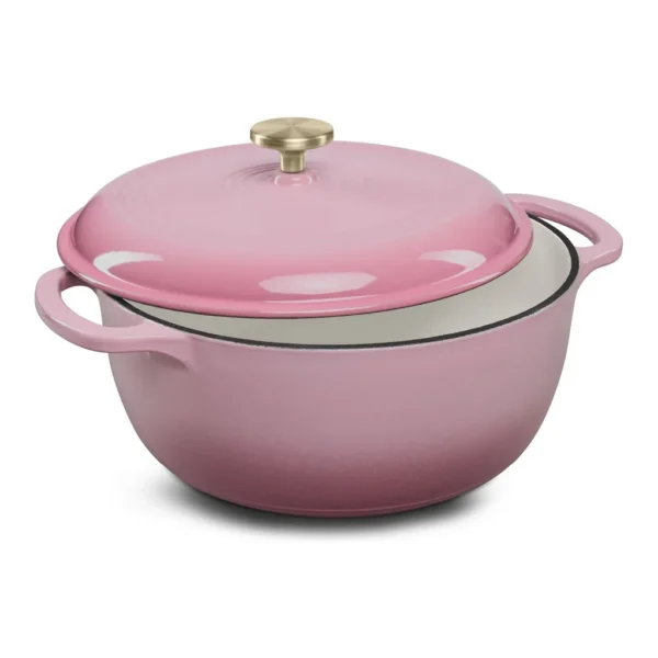 794a9f25-12db-4566-b74d-606ce66c6c85.jpg Best Choice Products - 7.5 Quart Enamel Cast-Iron Dutch Oven, Heavy-Duty Cookware w/ Dual Handles, Lid - Pink Champagne