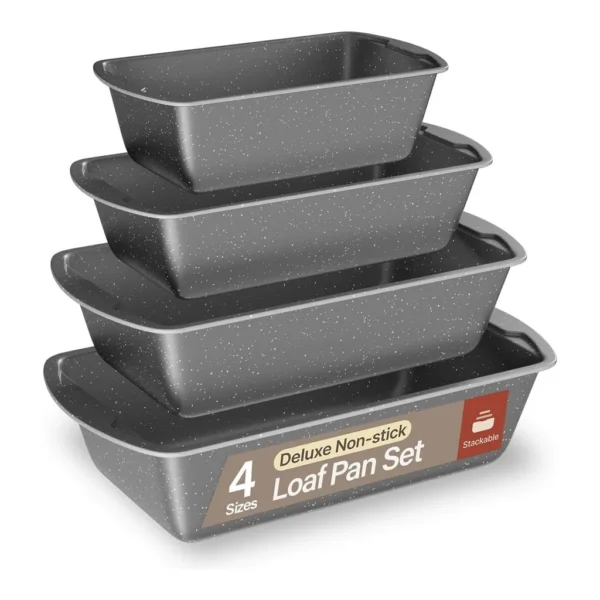 795ca2dc-ffe2-4a08-bdbc-1645ec120cf8.jpg Bakken- Swiss - 4-Pack Nonstick Loaf Pans (7"-11") – Oven Safe to 450°F, Stackable, Dishwasher Friendly - Gray Marble