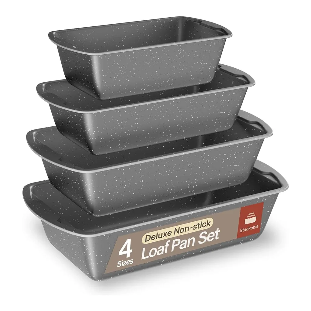 795ca2dc-ffe2-4a08-bdbc-1645ec120cf8.jpg Bakken- Swiss - 4-Pack Nonstick Loaf Pans (7"-11") – Oven Safe to 450°F, Stackable, Dishwasher Friendly - Gray Marble