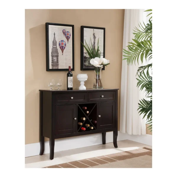 796f4de7-a9e6-4369-b006-df3bdf4ac08b.jpg Kings Brand Furniture - Morovis Wine Cabinet Breakfront Buffet Storage Console Table, Dark Cherry - Dark Red