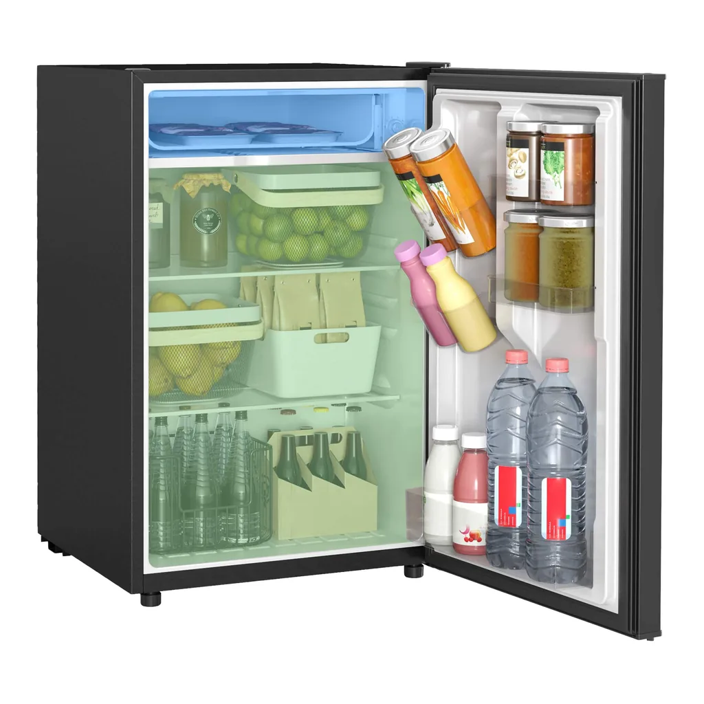 7a031ae4-3ec8-4485-8391-fe992bd342f2.jpg Homcom - 4.5CuFt Energy Efficient Mini Fridge Freezer, Low Noise Compact Refrigerator w/Adjustable Thermo - Black