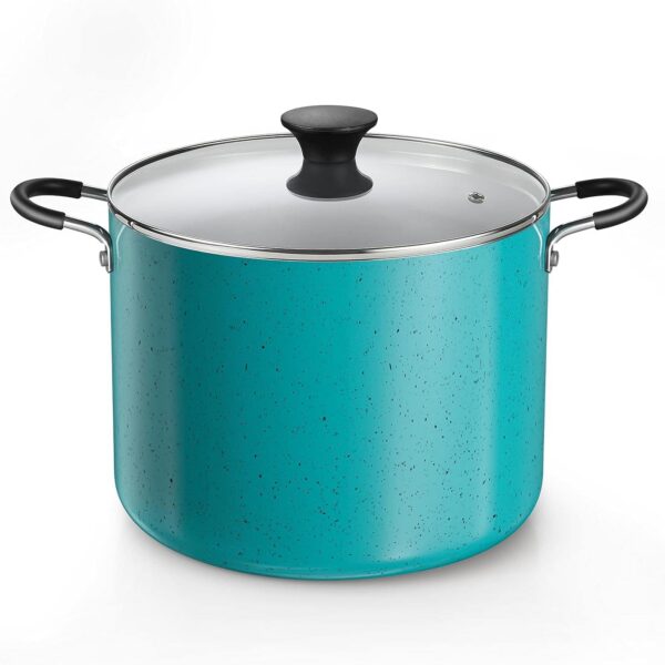 7ad5dce1-f488-44d9-b89a-a2ed9a413aca.jpg Cook N Home - Professional 10.5QT Nonstick StockPot w/Lid,Riveted Handle,for Holiday Feast,Induction,Oven & Dishwasher Safe - Turquoise