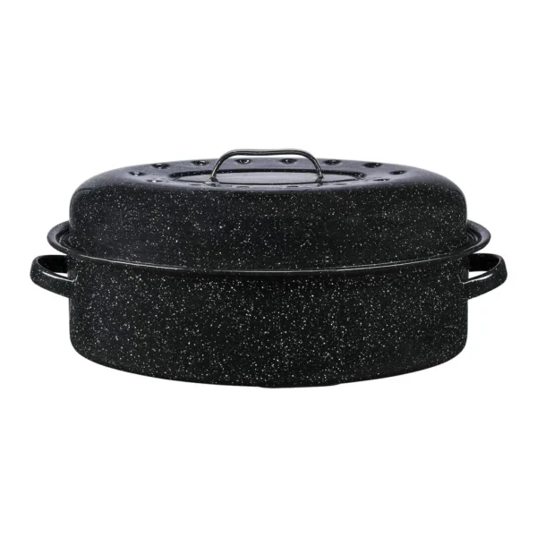 7c2ea40b-dff7-4e56-b306-a709411469b7.jpg Granite Ware - 18-Inch Covered Oval Roaster - Speckled Black