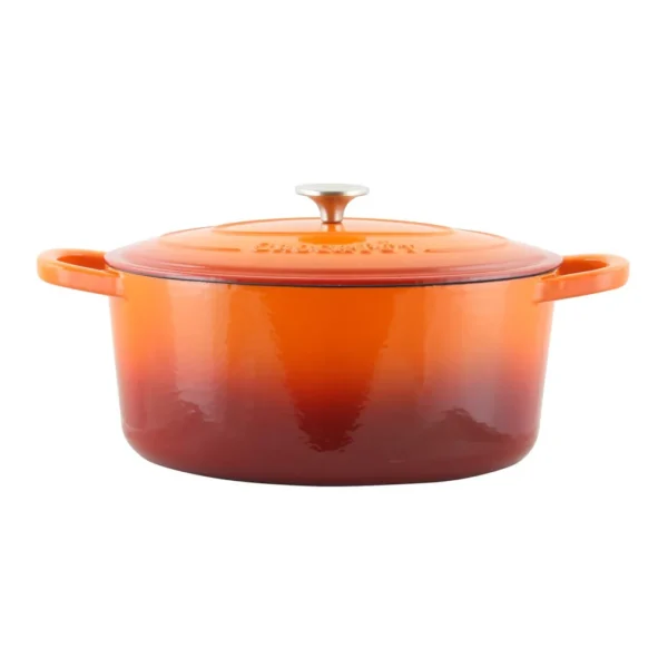7ec2a97e-a12e-4339-ac99-a391881f1886.jpg Crockpot - Crock Pot Artisan 7 Quart Enameled Cast Iron Oval Dutch Oven in Sunset - Orange