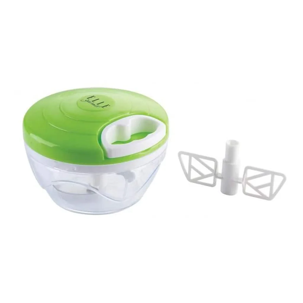 7ee86727-4f66-43fd-bd86-7f876dd560cb.jpg Elle Decor ELG32230 2 Cup Manual Mini Food Processor, 500ml Pull Cord Chopper with 3 Stainless Steel Blades & Bonus Mixer Blade, BPA Free – Green/Clear