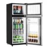 7efa3952-9f7b-43a1-9d76-4c11a74efed2.jpg Loheer - 3.2 Cu. Ft. 2-Door Compact Mini Fridge with Separate Freezer & LED Light - Black